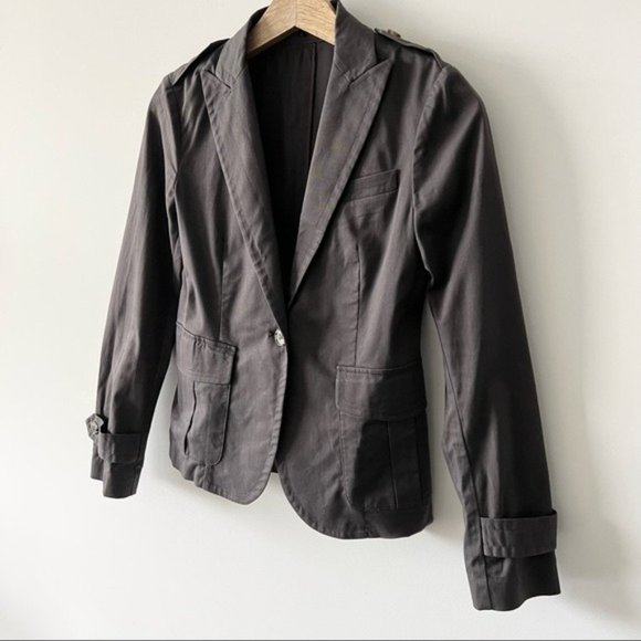 Theory Brown Single Button Blazer Jacket Cotton B - Picture 3 of 12